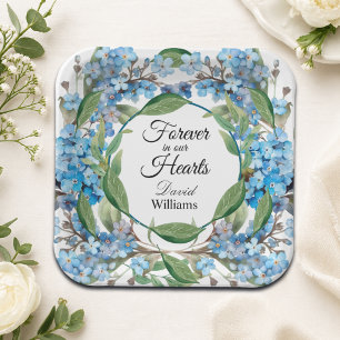 Blue Forget Me Not Flowers Funeral Paper Plates