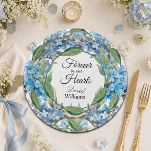 Blue Forget Me Not Flowers Funeral Paper Plates