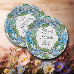 Blue Forget Me Not Flowers Funeral Paper Plates