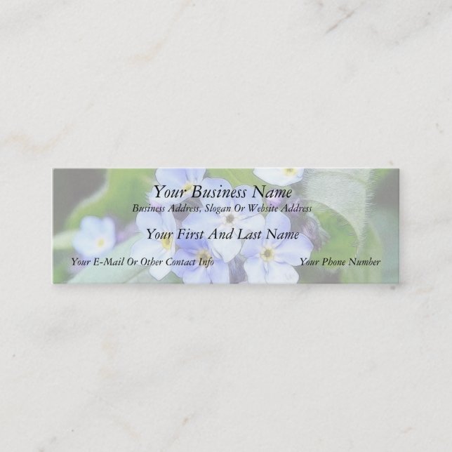 Blue Forget Me Not Flowers Mini Business Card (Front)