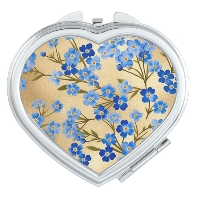 Blue Forget-me-not Flowers Mirror Compact  (Front)