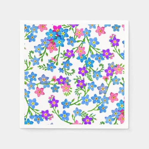 Blue Forget Me Not Flowers Paper Napkins