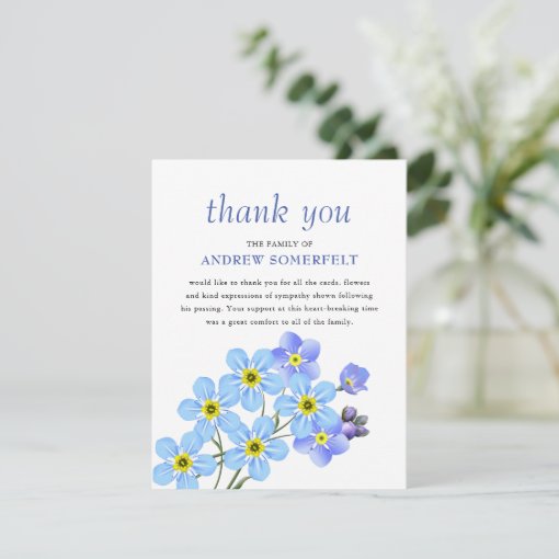 Blue Forget-Me-Not | Funeral Thank You | Zazzle