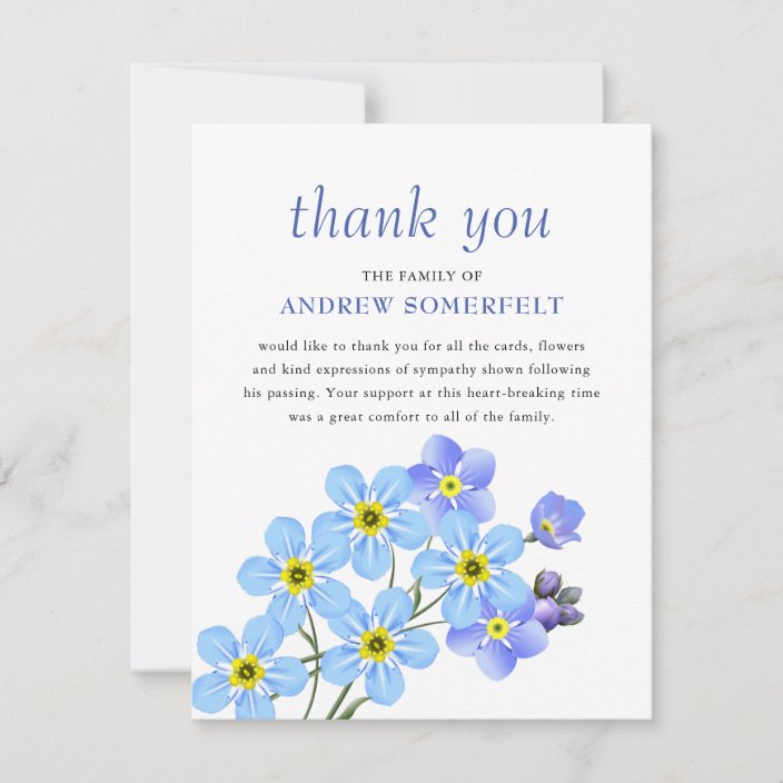 Funeral Blue Sympathy Thank You Card Pink Forget Me Not Personalized Thank You Card Memorial Purple Condolence Celebration Of Life Thank You Cards Paper Party Supplies Delage Com Br