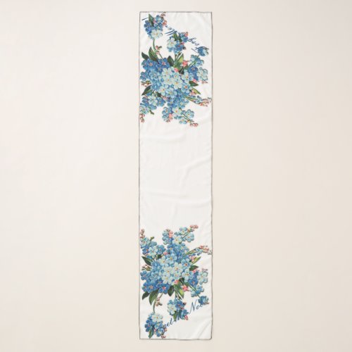 Blue Forget_Me_Not Hanging Floral Bouquet Scarf