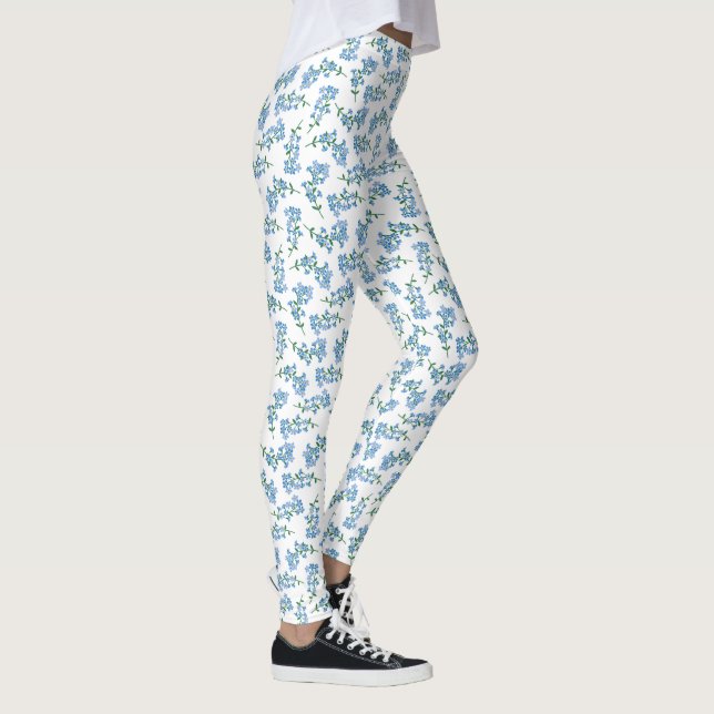 Blue Forget-Me-Not Pattern Leggings (Right)