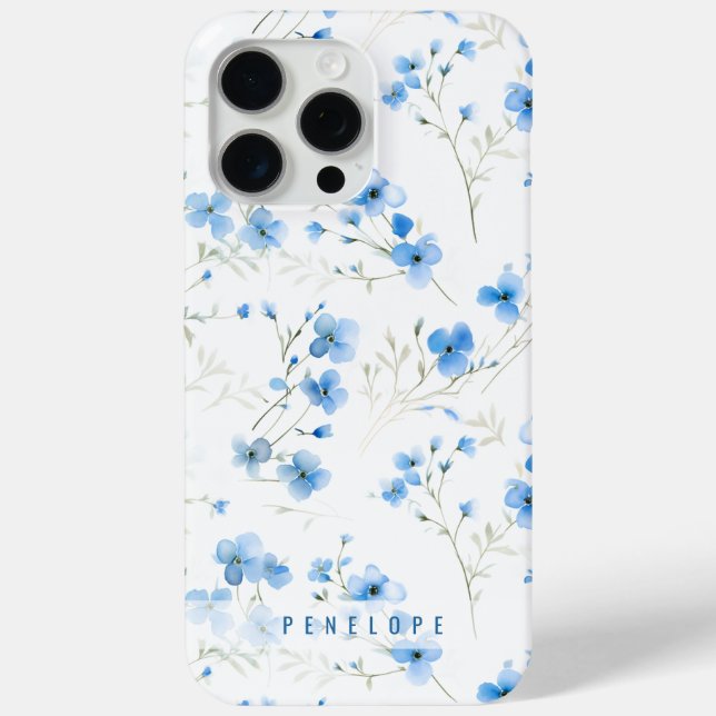 Blue Forget me not  personalized iPhone case   (Back)