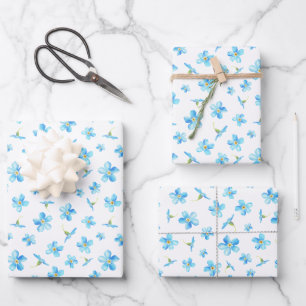 Blue Forget me not seamless pattern Wrapping Paper Sheets