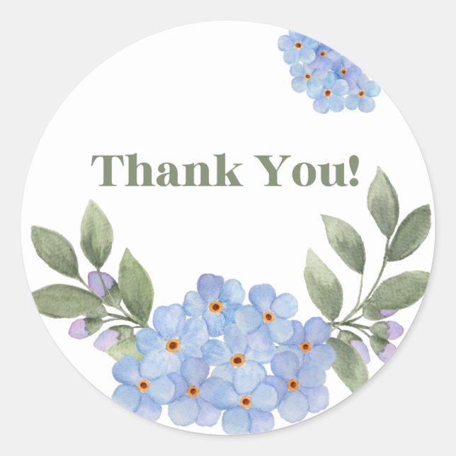 Blue Forget Me Not Thank You Sticker (Front)