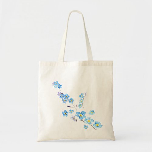 blue forget me not tote bag