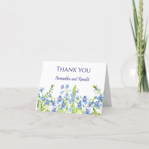 Blue Forget Me Not Watercolor Wedding Thank You
