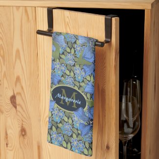 Blue Forget me not Wildflowers Monogram