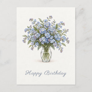 Blue Forget Me Nots Birthday Postcard
