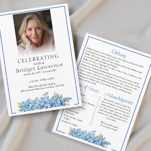 Blue Forget-me-nots Celebrating Life - Funeral Program