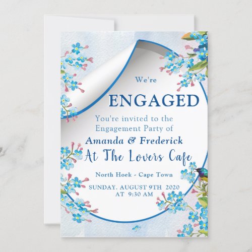 Blue forget_me_nots Engagement Invitation