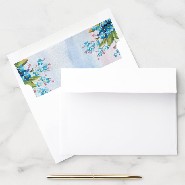 Blue forget-me-nots envelope liner (Desk)