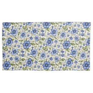 Blue Forget-Me-Nots Floral Fleece Pillow Case