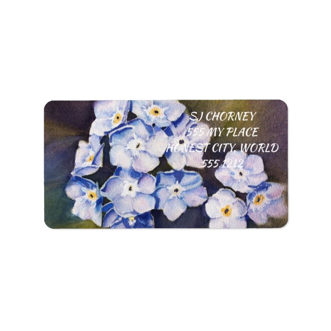 BLUE FORGET ME NOTS FLORAL LABEL (Front)