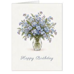 Blue Forget-Me-Nots Happy Birthday Card