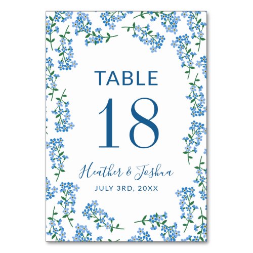 Blue Forget Me Nots _ Names  Wedding Date Table Number