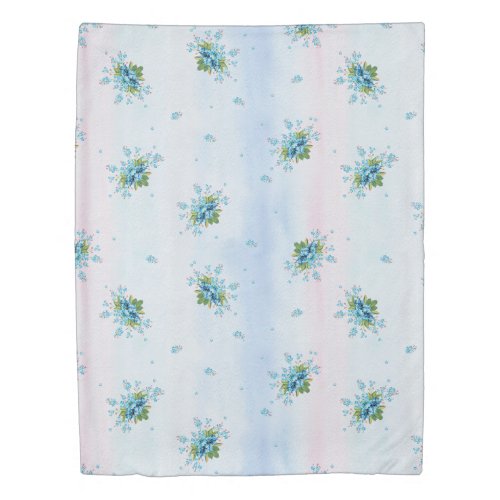 Blue forget_me_nots on a soft pink_blue duvet cover
