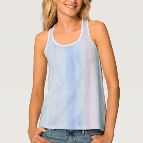 Blue forget_me_nots on a soft pink_blue tank top