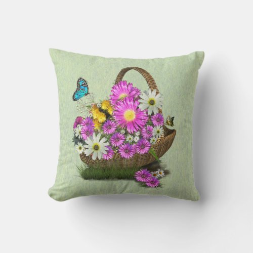 Blue forget_me_nots on a soft pink_blue throw pillow