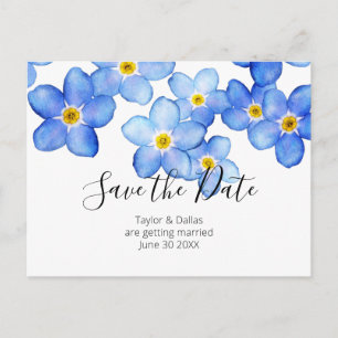 Blue Forget Me Nots Save the Date Postcard