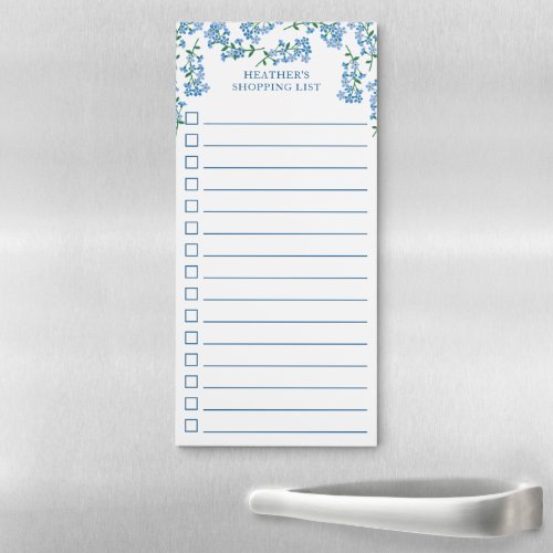 Blue Forget Me Nots Shopping List Magnetic Notepad