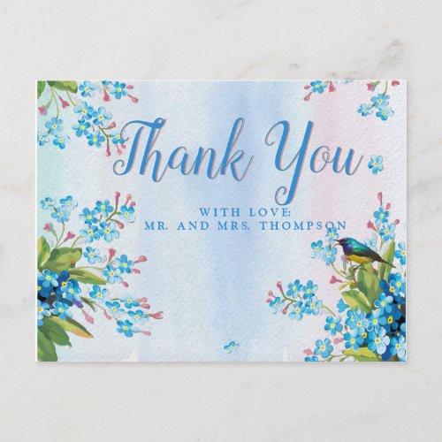 Blue forget_me_nots Thank You Postcard