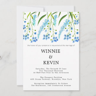 Blue forget-me-nots wedding  invitation