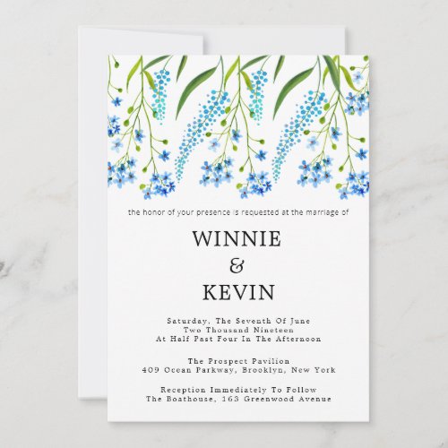 Blue forget_me_nots wedding  invitation