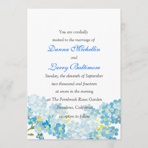 Blue Forget Me Not's  Wedding Invitation