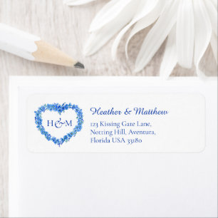 Blue forget me nots wedding return reply address label
