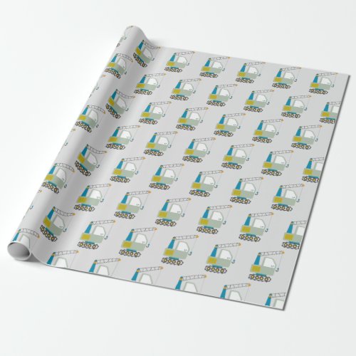 Blue Forklift Truck Art Pattern Wrapping Paper