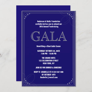 Blue Formal Corporate Gala Ball Party Fundraiser  Invitation