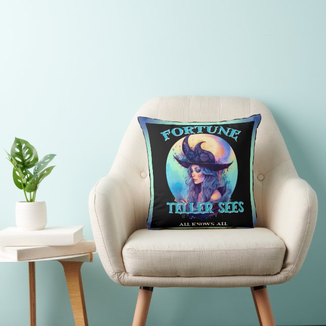 Blue Fortune Teller _ Halloween Throw Pillow (Chair)