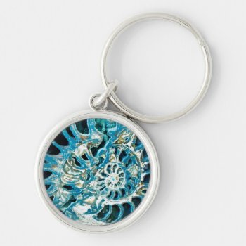 Blue Fossil Keychain by mail_me at Zazzle