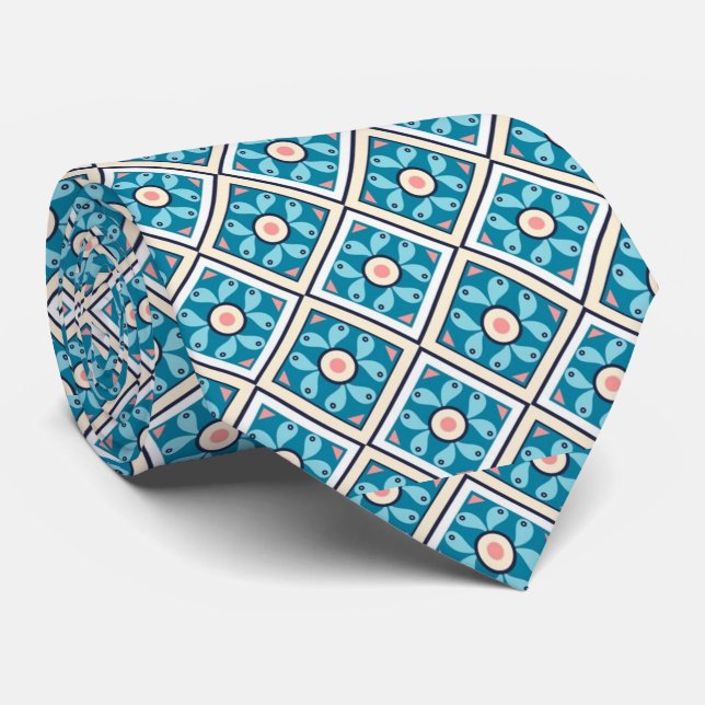 Blue Foulard Neck Tie (Rolled)