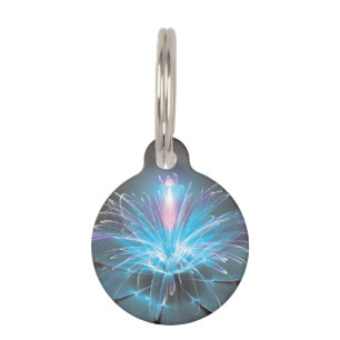 Blue Fountain Fractal Water Lily Pet ID Tag