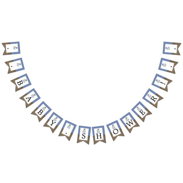 Blue Fox Burlap Baby Shower Bunting Flags (All)