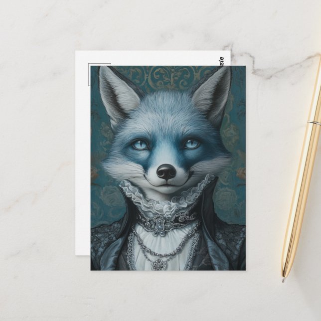 Blue Fox Postcard (Front/Back In Situ)