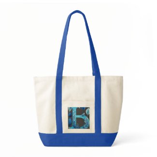 Blue Fox Shaping Monochromatic Uppercase Letter B Tote Bag
