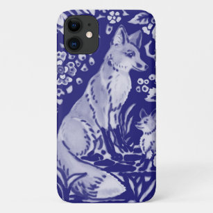  Blue Fox Tile Art Unique Woodland Animal Delft iPhone 11 Case