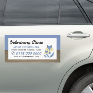 Blue Fox, Veterinarian, Veterinary Service Car Magnet
