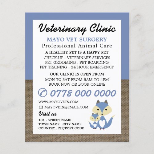 Blue Fox Veterinarian Veterinary Service Flyer