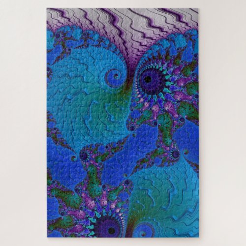 Blue Fractal Chameleon Spiral Abstract  Jigsaw Puzzle