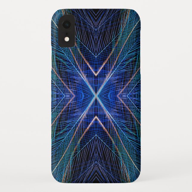 Blue Fractal Feather Design Case-Mate iPhone Case (Back)