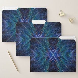 Blue Fractal Feather Design File Folder