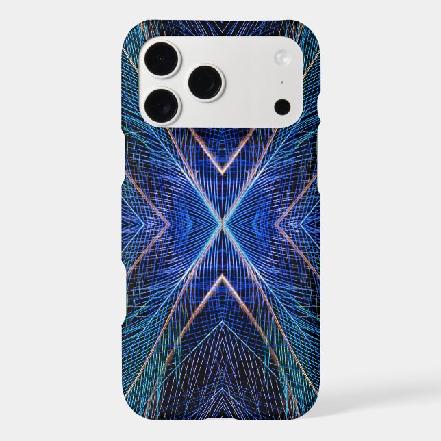 Blue Fractal Feather Design Iphone Case (Back)
